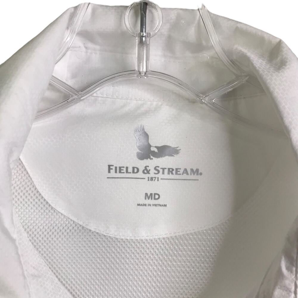 Field & Stream Mens White UPF 50 Fishing Shirt Long Roll Tab Sleeve MD NEW - Picture 2 of 12